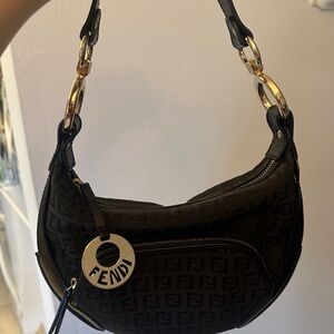 Fendi Vintage Black Smaller Purse Gold hardware
